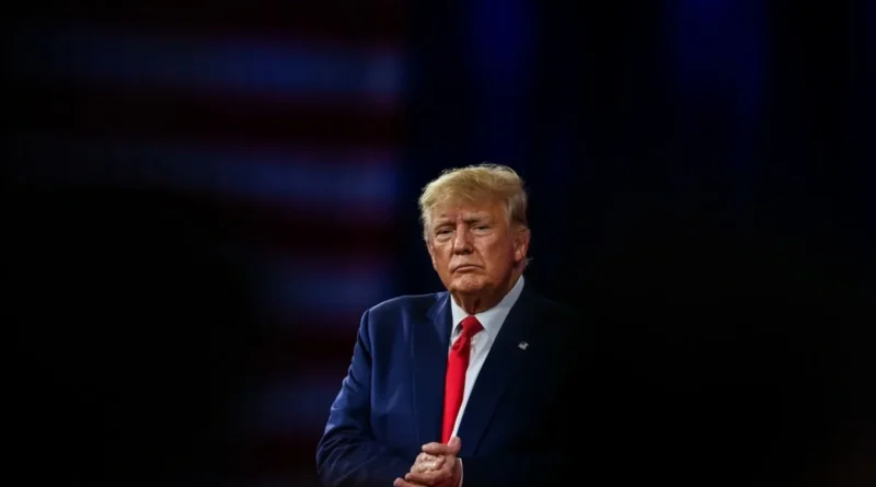 U.S. President Donald Trump speaking about EU tariffs in 2025